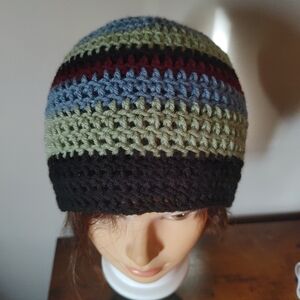 Handmade Crochet Beanie Red Blue Green Black